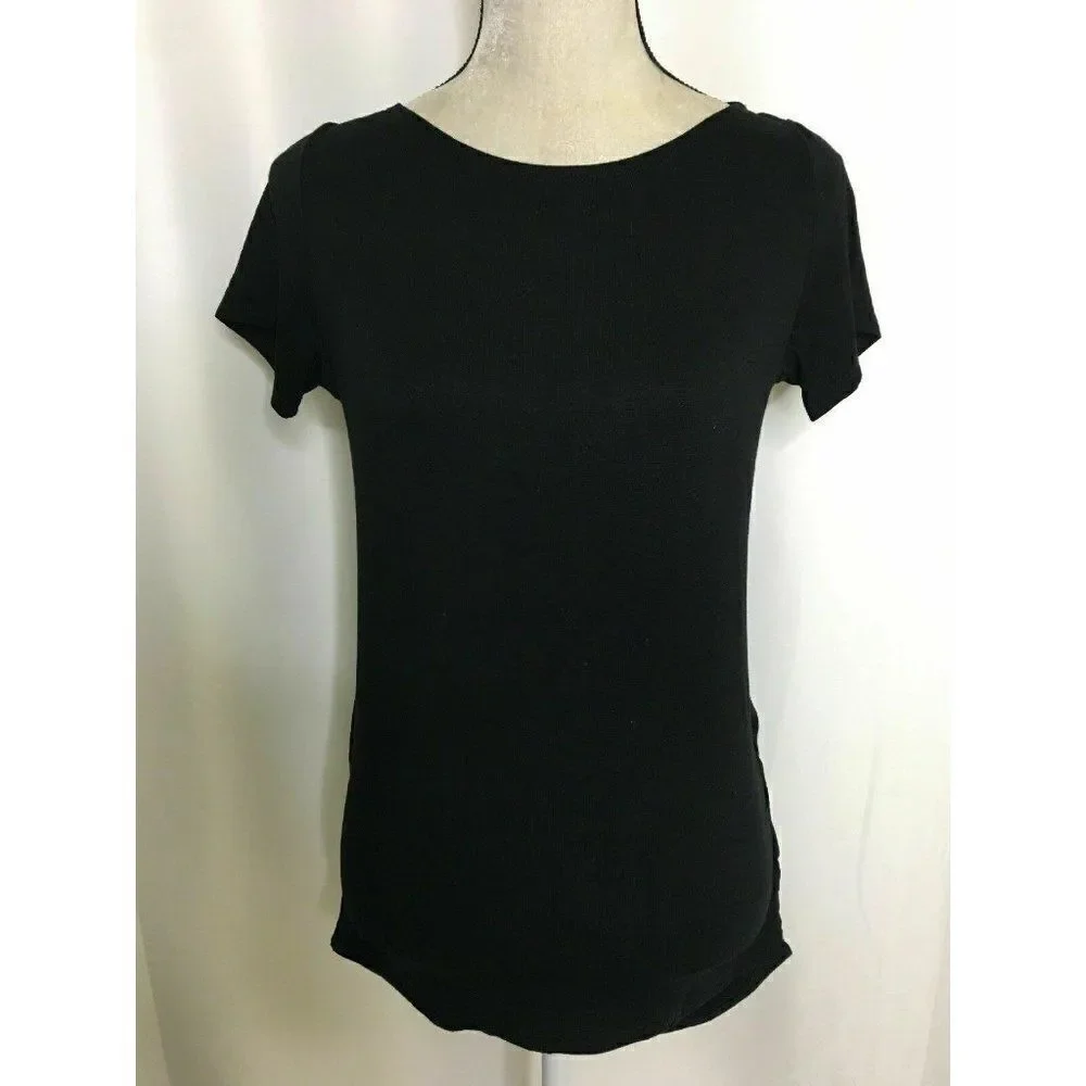 Benjamin Jay Womens Black Gold Short Sleeve Top - Picture 1 of 9
